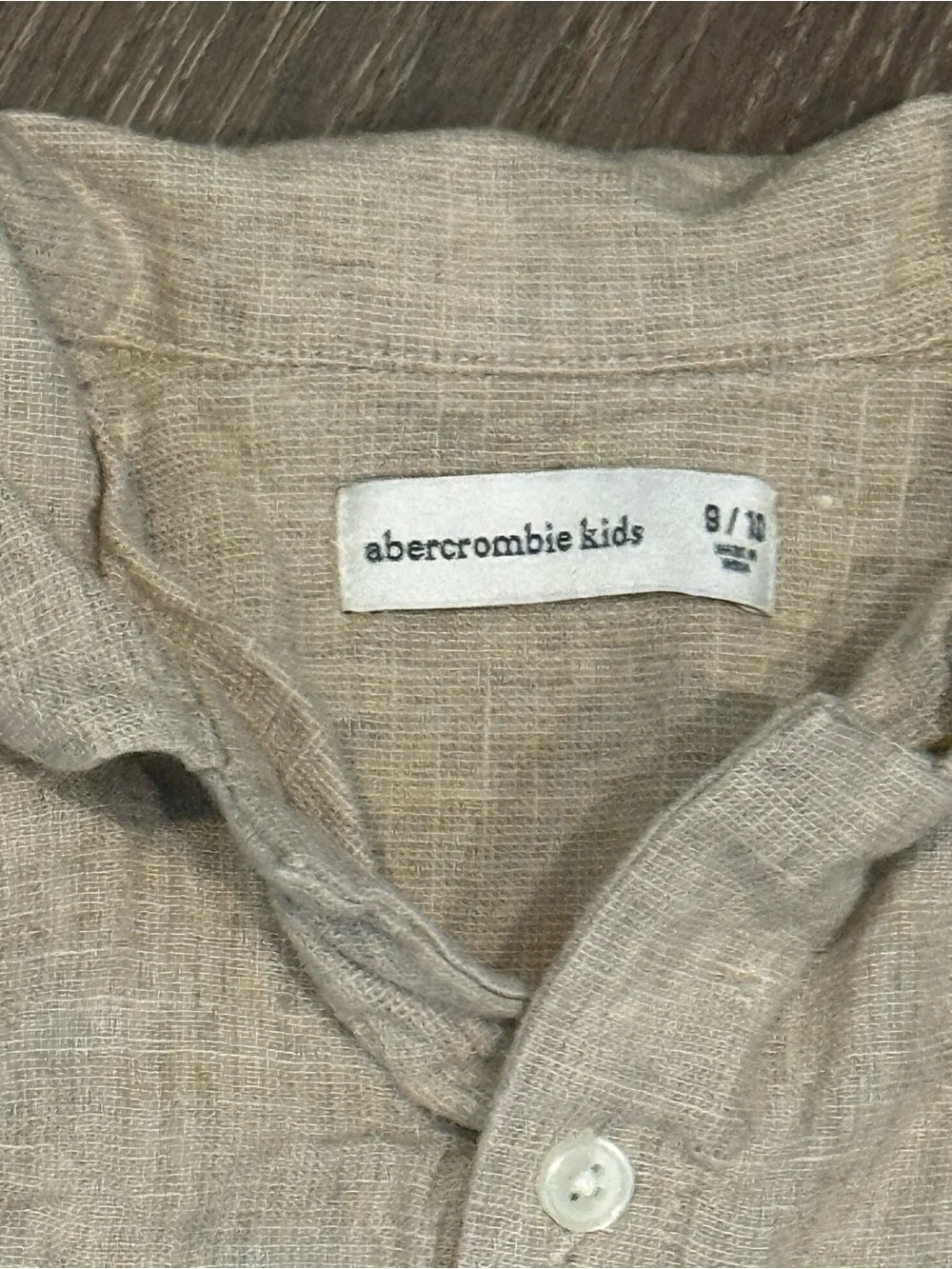 abercrombie kids Linen-Blend Short Set in Light Beige size 9/10
